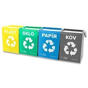 Sixtol Sort Easy - sada 4 tašek na tříděný odpad - 300 x 300 x 400 mm, 4 x 36 l